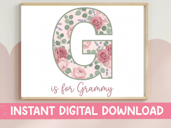 G is for Grammy Floral Letter SVG PNG