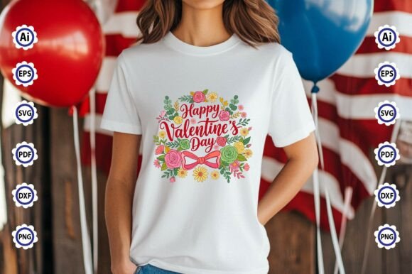 Happy Valentine’s Day T-Shirt Design PNG Graphics Freebie