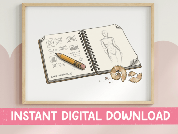 Keep Sketching Artist Sketchbook Graphics