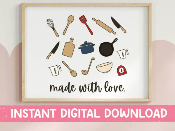 Made with Love Kitchen Scatter SVG: Graphics for T-Shirt Designs