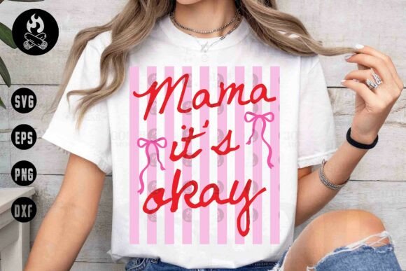 Mama It s Okay Retro Pink Stripes BowPng: T-Shirt Graphics Review