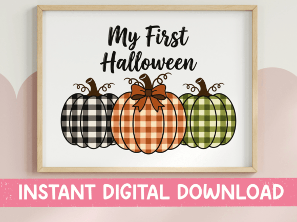 My First Halloween Fall Plaid Pumpkins Graphics & T-Shirt Designs