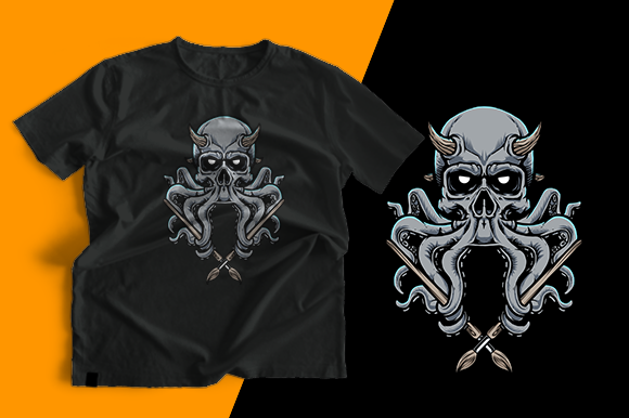 T-shirt Design - Skull Octopus